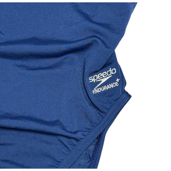Speedo Endurance Thin Strap Swimsuit One Piece Racing Cut Flyback Blue Size 34 - Picture 5 of 7